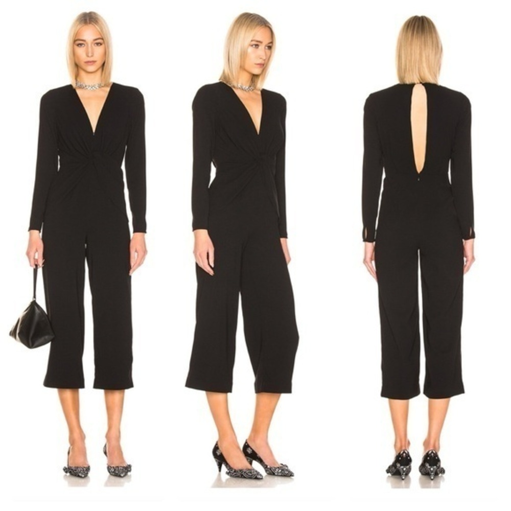 Self-Portrait Black Twist Front Plunge Cropped Jumpsuit 4 SS8